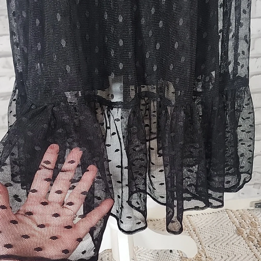 Vintage Betsey Johnson Black Lace Sheer Midi Formal Dress - Picture 6 of 10